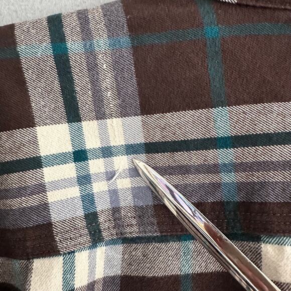 Carhartt Loose Fit Plaid Shirt Brown Green Cotton XL Regular Workwear Utility - Picture 11 of 11